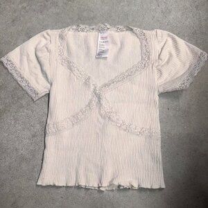 Urban Outfitters BDG Off White Lace Ribbed Crop Top Size Small